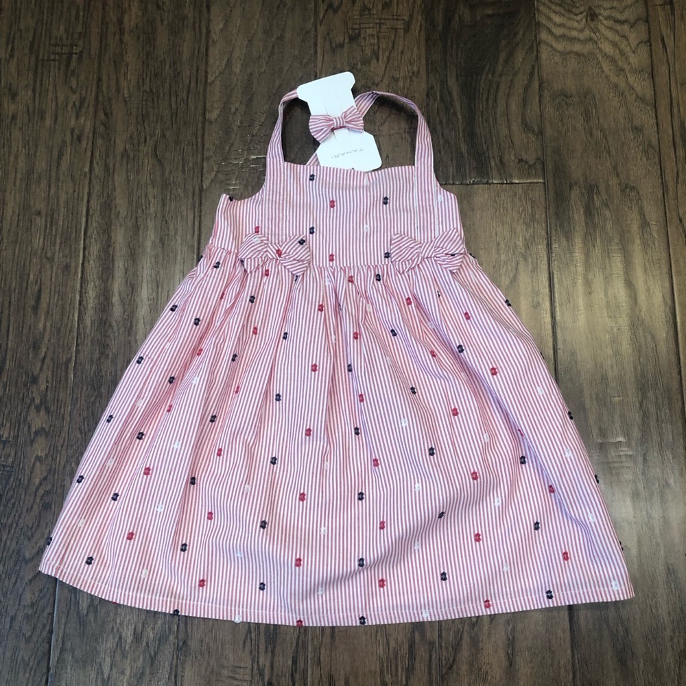 Tahari Pinstripe Red White Dress Size 4T NWT